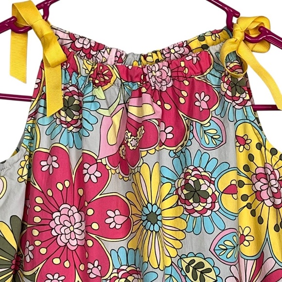Hanna Andersson Girls Bright Retro Floral Print Pillowcase Dress Size 110 EUC - Picture 3 of 9